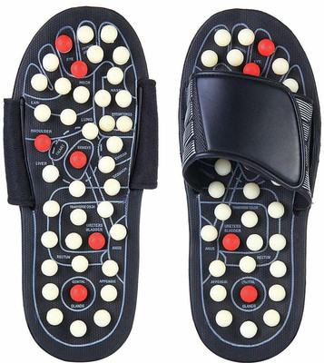 SINGH BROTHERS Men Acupressure Slippers & Magnetic Full Body Massage Foot Care Yoga Paduka Massager (Black) Slides(Black , 6)