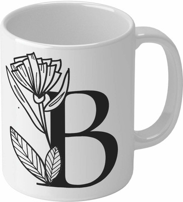 Shieldsmore Ceramic Alphabet B Printed Coffee/Cup for Gift (White) 325 ML Ceramic Coffee Mug(325 ml)