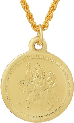 DULCI Gold Plated Durgaa Maa/Devi Maa/Maata Rani/Sherawaali Durga Bisa Yantra Coin Religious Hindu God Pendant Necklace Jewellery for Men and Women Gold-plated Brass