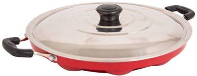 CREW4 appam BRIGHT EUROSLEEK APPAM PATRA RED HOT Paddu Maker Ponganal Maker Paniarakkal Pan 22 cm Diameter Euro sleek (Aluminum & Non-Stick) pot 12 with Lid Paniyarakkal with Lid ( Nonstick) with Lid 250 L capacity 22 cm diameter