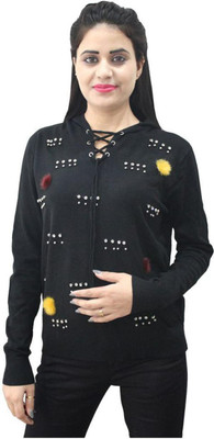 Hautemoda V Neck Embellished Women Pullover
