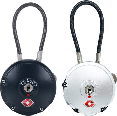 DOCOSS PACK OF 2-107-TSA Approved Lock 3 Digit USA luggage Bag Number Locks Resettable Combination Password Padlock For Travelling Safety Lock(Multicolor)
