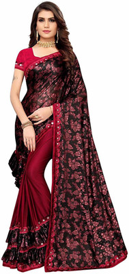 Vihan Fab Printed Bollywood Lycra Blend Saree(Maroon)