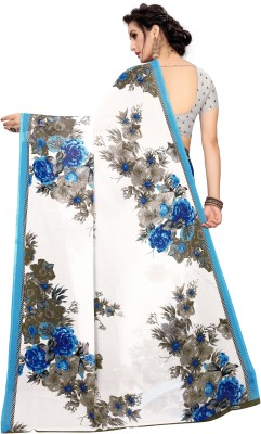 Suali Floral Print Bollywood Art Silk Saree(Blue)