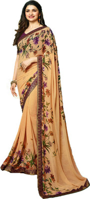 V And V Shop Printed Bollywood Georgette Saree(Beige)