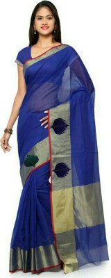 Stylish Sarees Self Design Bollywood Cotton Blend, Cotton Silk Saree(Dark Blue)