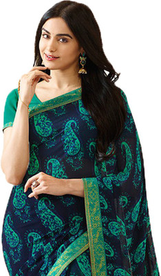 KSNDVTrendz Floral Print Bandhani Georgette Saree(Blue)