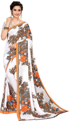 Suali Printed Bollywood Georgette Saree(Orange)