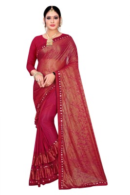 DHEEMAHI ENTERPRISE Printed Chanderi Satin Saree(Pink)