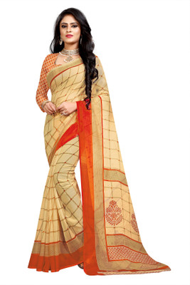 Vimalnath Synthetics Printed Daily Wear Georgette Saree(Beige)