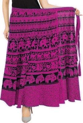 Modern Kart Printed Women Wrap Around Pink Skirt