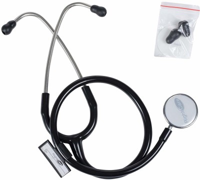 RightCare Double Sided Doctor Aluminum Stethoscope (Black) Double Sided Chest Piece Stethoscope(Black)