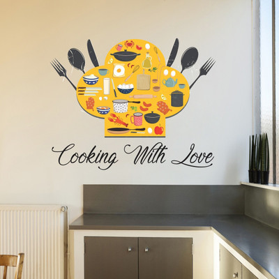 VCREATE DECOR 58 cm Cooking with love Removable Sticker(Pack of 1)