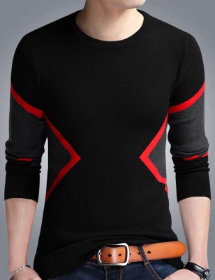 EyeBogler Colorblock Men Round Neck Black T-Shirt