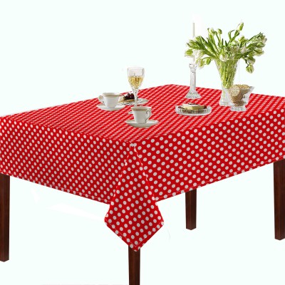 OASIS Polka 8 Seater Table Cover(Red, Cotton)