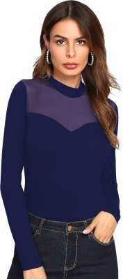 ILLI LONDON Party Full Sleeve Solid Women Blue Top