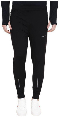 FITNICK Solid Men Black Track Pants