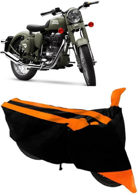 AutoKick Two Wheeler Cover for Royal Enfield(Battle Green, Orange)