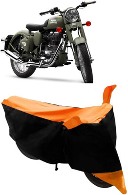 AutoKick Two Wheeler Cover for Royal Enfield(Battle Green, Orange)