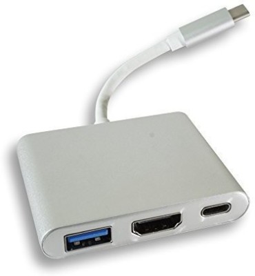 microware Type C HDMI Hub,USB C to HDMI+USB 3.0+Type C Female,Type C to HDMI 3 in 1 Adapter(4K*2K),USB Type C HDMI Hub,Silver Color Type C HDMI Hub,USB C USB Cable(Silver)