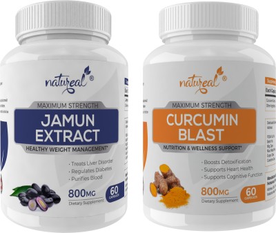 Natureal Overall Wellness Combo of Jamun Extract & Curcumin Extract-800 Mg Capsules Each(2 x 60 No)