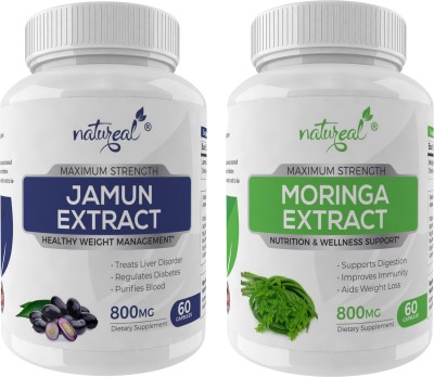Natureal Overall Wellness Combo of Jamun Extract & Moringa Extract-800 Mg Capsules Each(2 x 60 No)