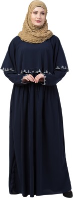 MRC Crepe Solid Abaya With Hijab(Blue)