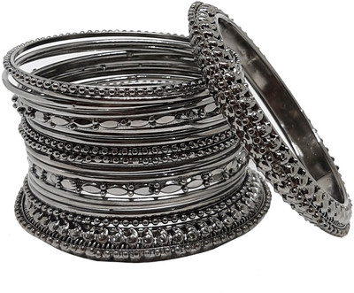 Anahat collection Metal Black Silver Bangle Set