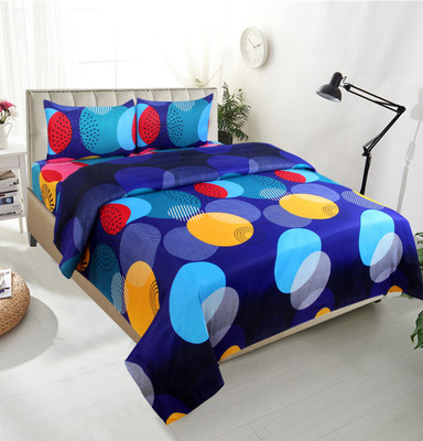 MANISHPANDEY 144 TC Microfiber Double Abstract Flat Bedsheet(Pack of 1, Blue)