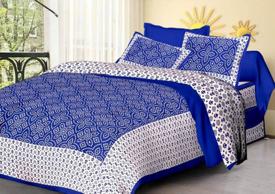 See World Cotton Double Flat 175 TC Printed Bedsheet(Pack of 1, Green)