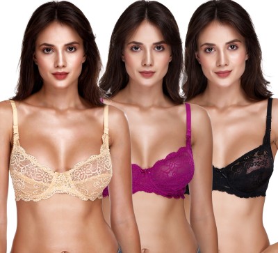 SONA BW-SL004 Women Push-up Non Padded Bra(Beige, Purple, Black)