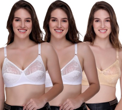 SONA SL-007 Women Full Coverage Non Padded Bra(White, White, Beige)