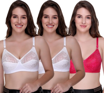 SONA BW-SL007 Women Full Coverage Non Padded Bra(White, White, Pink)