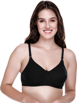 SONA Sweety Cotton Non Padded Full Coverage Bra Women Minimizer Non Padded Bra(Black)
