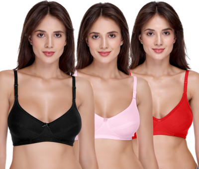 SONA H-01 Women Full Coverage Non Padded Bra(Red, Black, Pink)