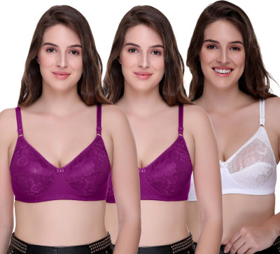 SONA SL-007 Women Full Coverage Non Padded Bra(Purple, White)