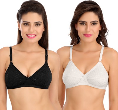 SONA TWINKLE Women Full Coverage Non Padded Bra(White, Black)