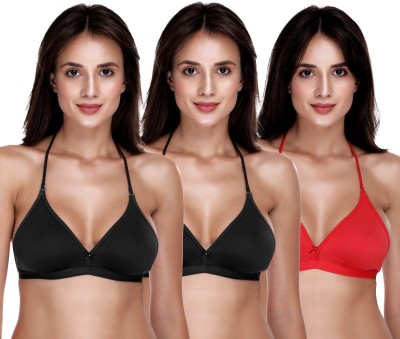 SONA M1018 Women T-Shirt Non Padded Bra(Red, Black)