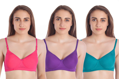 MIESTILO Seamless Molded Women Full Coverage Lightly Padded Bra(Multicolor)