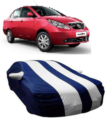 Kavach Car Cover For Tata Manza (With Mirror Pockets)(White, Blue)