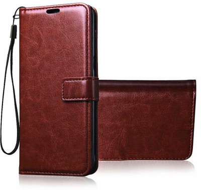 Senix Back Cover for Vintage Leather Magnetic Flip Cover Wallet Back Cover Case for Vivo Y12(Brown, Cases with Holder, Pack of: 1)