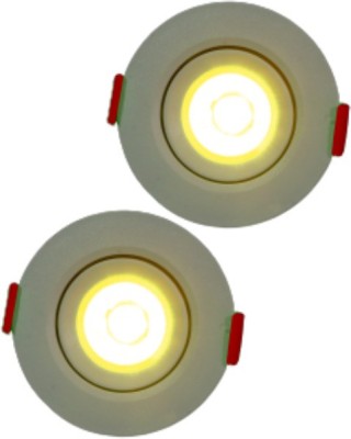 D'Mak D'Mak 3 Watt LED COB/Spot Light/Button Light ( White) Square Driver Included pack of 2 Recessed Ceiling Lamp(White)