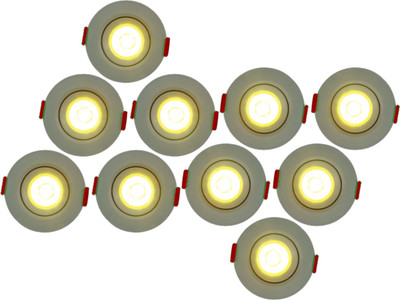 D'Mak 3 Watt Round LED COB Warm White Focus Light for (Set 10) POP Recessed Ceiling Light Ceiling Lamp(Yellow)