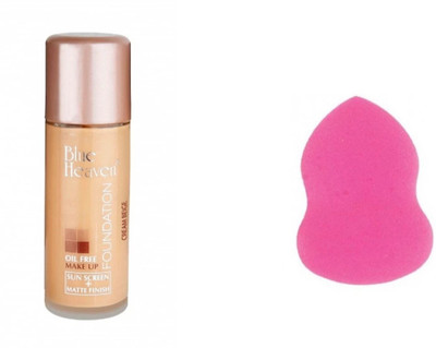 BLUE HEAVEN oil free foundation with beauty blender set of 2 (2 Items in the set)(2 Items in the set)