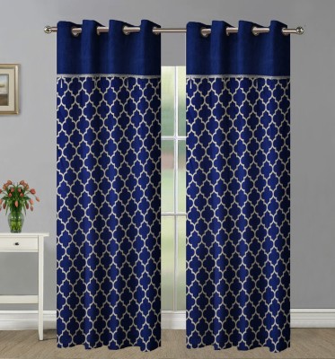 Home Candy 213 cm (7 ft) Polyester Door Curtain (Pack Of 2)(Printed, Solid, Royal Blue)