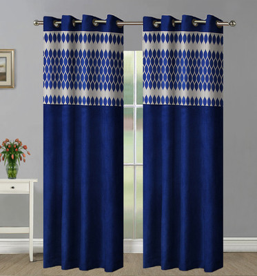 Good Homes 213 cm (7 ft) Door Polyester Room Darkening Curtain (Pack Of 2)(Blue, Printed)