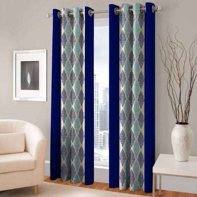 Galaxy Home Decor 214 cm (7 ft) Polyester Blackout Door Curtain (Pack Of 2)(Printed, Blue)