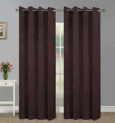 Home Candy 274 cm (9 ft) Polyester Room Darkening Long Door Curtain (Pack Of 2)(Solid, Brown)