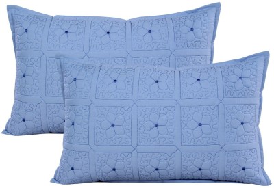 MAHALUXMI COLLECTION Floral Pillows Cover(Pack of 2, 43 cm*68 cm, Blue)