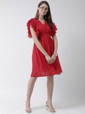 KASSUALLY Women Blouson Red Dress